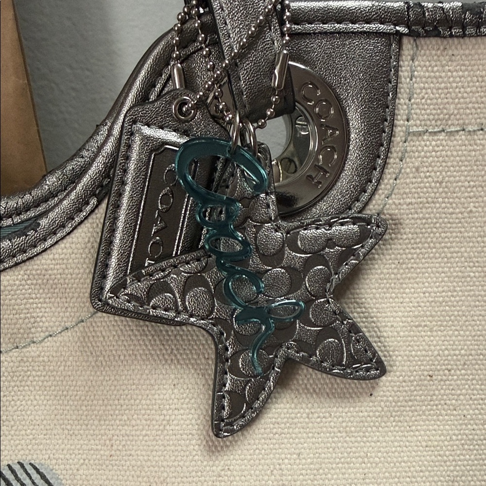 Coach Starfish Canvas Tote Set - Cream and Teal - Picture 3 of 12